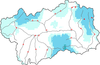 Neige fraîche dans les dernières 72h + données Modello 1 AINEVA (MOD1)