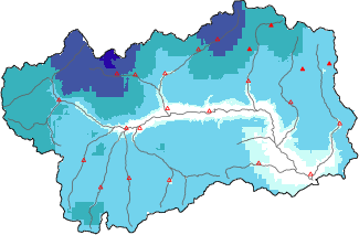 New snow in the last 72h + Modello 1 AINEVA (MOD1) data