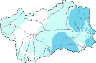 New snow in the last 24h + Modello 1 AINEVA (MOD1) data