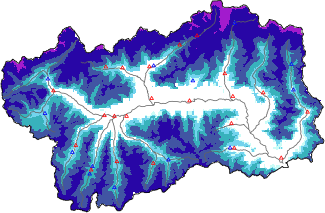 Altezza neve al suolo + dati stazioni automatiche (AWS) e Modelli 1 AINEVA (MOD1) sotto i 2000 m