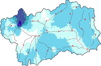 Neige fraîche dans les dernières 72h + données Modello 1 AINEVA (MOD1)