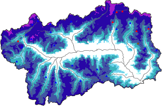 Altezza neve al suolo + dati stazioni automatiche (AWS) e Modelli 1 AINEVA (MOD1) oltre i 2000 m