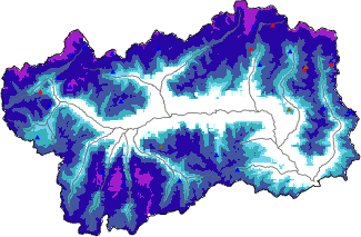 Hauter de neige + données de station automatiques (AWS) + données Modello 1 AINEVA (MOD1) au-dessus de 2000 m