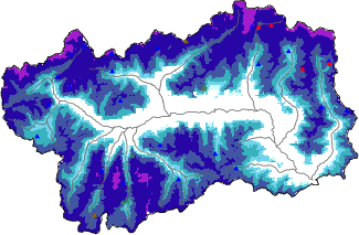 Altezza neve al suolo + dati stazioni automatiche (AWS) e Modelli 1 AINEVA (MOD1) oltre i 2000 m