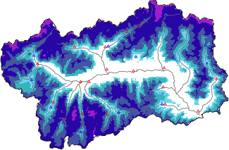 Hauter de neige + données de station automatiques (AWS) + données Modello 1 AINEVA (MOD1) au-dessous de 2000 m