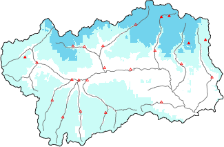 New snow in the last 24h + Modello 1 AINEVA (MOD1) data