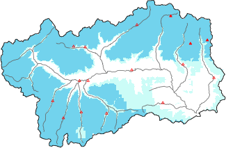 Neige fraîche dans les dernières 72h + données Modello 1 AINEVA (MOD1)