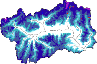 Snow depth + automatic weather station data (AWS) + Modello 1 AINEVA (MOD1) data above 2000 m