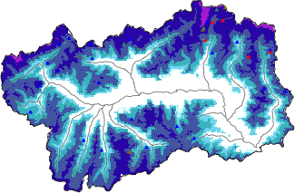 Hauter de neige + données de station automatiques (AWS) + données Modello 1 AINEVA (MOD1) au-dessus de 2000 m