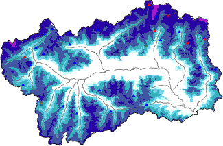 Altezza neve al suolo + dati stazioni automatiche (AWS) e Modelli 1 AINEVA (MOD1) oltre i 2000 m