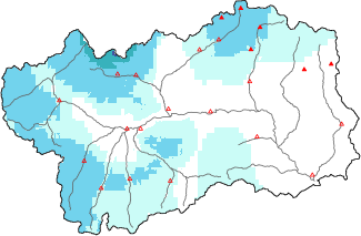 New snow in the last 72h + Modello 1 AINEVA (MOD1) data