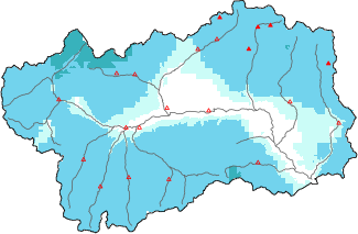 New snow in the last 72h + Modello 1 AINEVA (MOD1) data