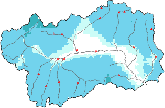 Neige fraîche dans les dernières 72h + données Modello 1 AINEVA (MOD1)