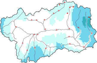 New snow in the last 24h + Modello 1 AINEVA (MOD1) data