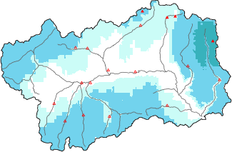 Neige fraîche dans les dernières 72h + données Modello 1 AINEVA (MOD1)