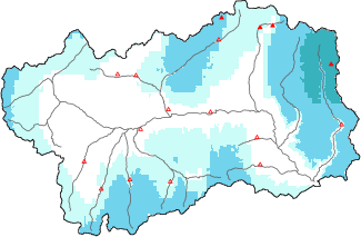 New snow in the last 72h + Modello 1 AINEVA (MOD1) data