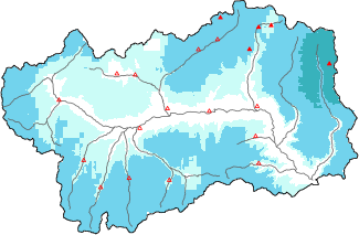 Neige fraîche dans les dernières 72h + données Modello 1 AINEVA (MOD1)