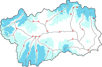 New snow in the last 24h + Modello 1 AINEVA (MOD1) data