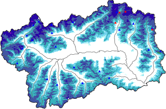 Hauter de neige + données de station automatiques (AWS) + données Modello 1 AINEVA (MOD1) au-dessus de 2000 m