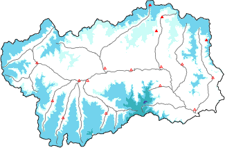 New snow in the last 24h + Modello 1 AINEVA (MOD1) data