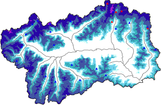 Hauter de neige + données de station automatiques (AWS) + données Modello 1 AINEVA (MOD1) au-dessus de 2000 m