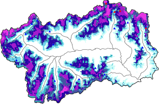 Hauter de neige + données de station automatiques (AWS) + données Modello 1 AINEVA (MOD1) au-dessus de 2000 m