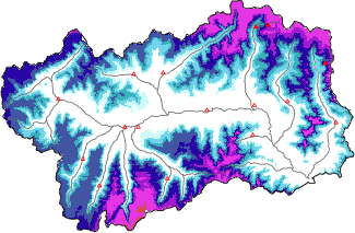 New snow in the last 72h + Modello 1 AINEVA (MOD1) data