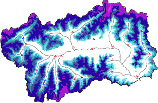 Hauter de neige + données de station automatiques (AWS) + données Modello 1 AINEVA (MOD1) au-dessous de 2000 m