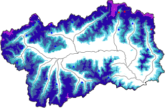 Snow depth + automatic weather station data (AWS) + Modello 1 AINEVA (MOD1) data above 2000 m