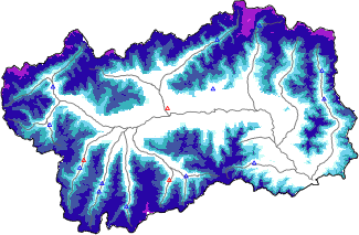 Hauter de neige + données de station automatiques (AWS) + données Modello 1 AINEVA (MOD1) au-dessous de 2000 m