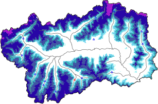 Snow depth + automatic weather station data (AWS) + Modello 1 AINEVA (MOD1) data below 2000 m