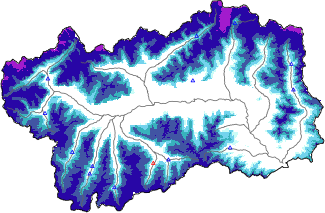 Hauter de neige + données de station automatiques (AWS) + données Modello 1 AINEVA (MOD1) au-dessous de 2000 m