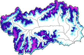 Altezza neve al suolo + dati stazioni automatiche (AWS) e Modelli 1 AINEVA (MOD1) oltre i 2000 m