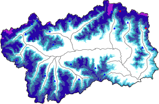 Altezza neve al suolo + dati stazioni automatiche (AWS) e Modelli 1 AINEVA (MOD1) oltre i 2000 m