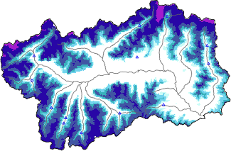 Snow depth + automatic weather station data (AWS) + Modello 1 AINEVA (MOD1) data below 2000 m