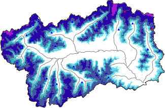 Altezza neve al suolo + dati stazioni automatiche (AWS) e Modelli 1 AINEVA (MOD1) oltre i 2000 m