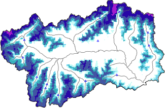 Snow depth + automatic weather station data (AWS) + Modello 1 AINEVA (MOD1) data below 2000 m