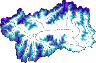 Snow depth + automatic weather station data (AWS) + Modello 1 AINEVA (MOD1) data below 2000 m