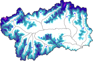 Hauter de neige + données de station automatiques (AWS) + données Modello 1 AINEVA (MOD1) au-dessus de 2000 m