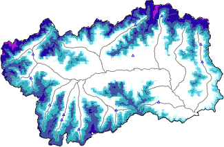 Hauter de neige + données de station automatiques (AWS) + données Modello 1 AINEVA (MOD1) au-dessous de 2000 m