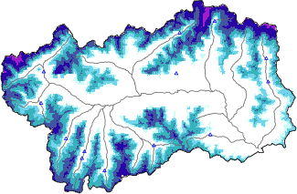 Altezza neve al suolo + dati stazioni automatiche (AWS) e Modelli 1 AINEVA (MOD1) sotto i 2000 m