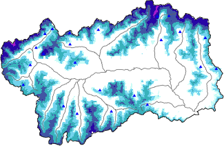 Altezza neve al suolo + dati stazioni automatiche (AWS) e Modelli 1 AINEVA (MOD1) oltre i 2000 m