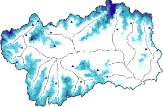 Snow depth + automatic weather station data (AWS) + Modello 1 AINEVA (MOD1) data above 2000 m