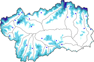 Snow depth + automatic weather station data (AWS) + Modello 1 AINEVA (MOD1) data above 2000 m
