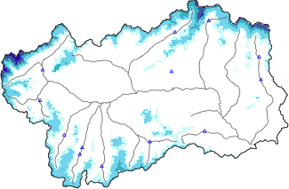 Snow depth + automatic weather station data (AWS) + Modello 1 AINEVA (MOD1) data below 2000 m