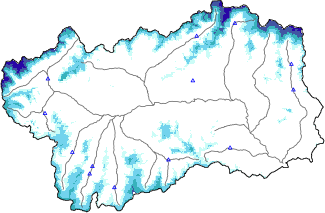 Snow depth + automatic weather station data (AWS) + Modello 1 AINEVA (MOD1) data below 2000 m