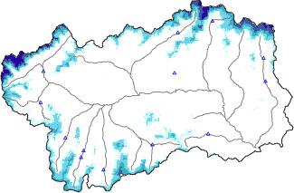 Snow depth + automatic weather station data (AWS) + Modello 1 AINEVA (MOD1) data below 2000 m
