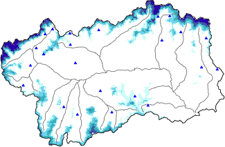 Snow depth + automatic weather station data (AWS) + Modello 1 AINEVA (MOD1) data above 2000 m
