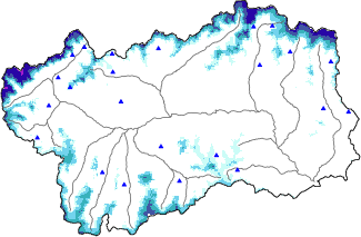 Snow depth + automatic weather station data (AWS) + Modello 1 AINEVA (MOD1) data above 2000 m