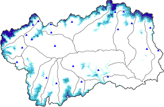 Snow depth + automatic weather station data (AWS) + Modello 1 AINEVA (MOD1) data above 2000 m